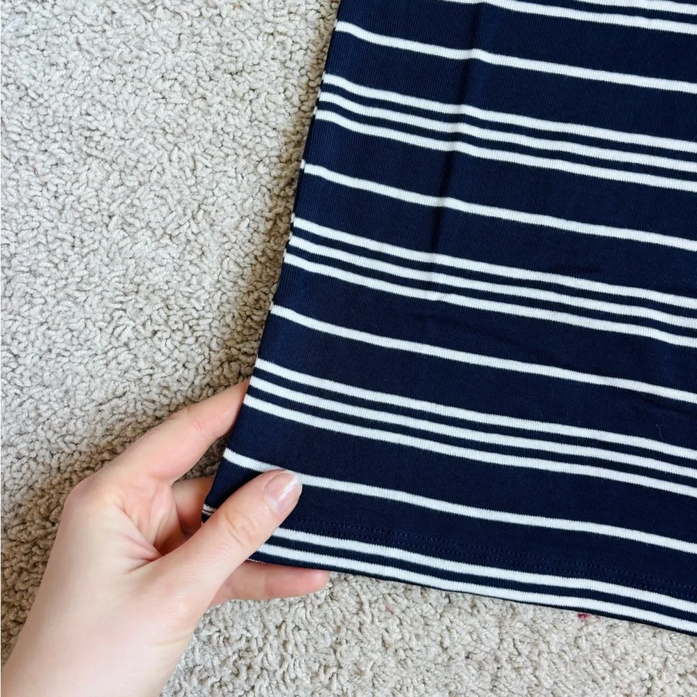 gap navy blue and white striped ribbed boatneck long sleeve t-shirt - Picture 6 of 13